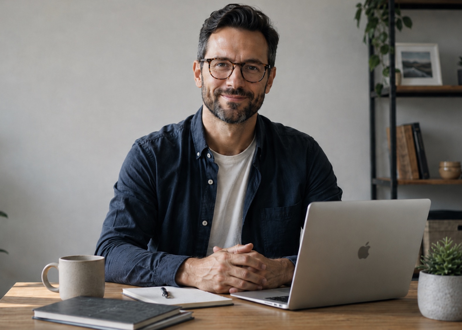 Small business owner working remotely with a laptop